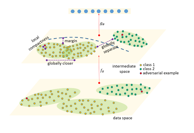 Improving adversarial robustness by enforcing local and global compactness